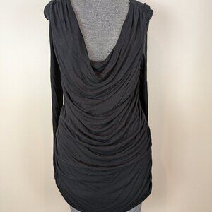 Designer INC International Concepts Ruched Blk Knit Top Tunic Shirt Size L NWOT